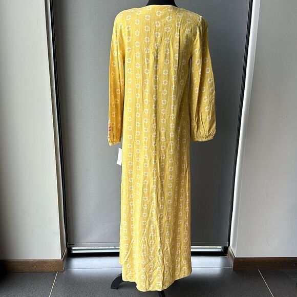 NWT Charter Club 100% Cotton Maxi Kaftan Swim Coverup Dress Yellow Pink White XS - Picture 6 of 15